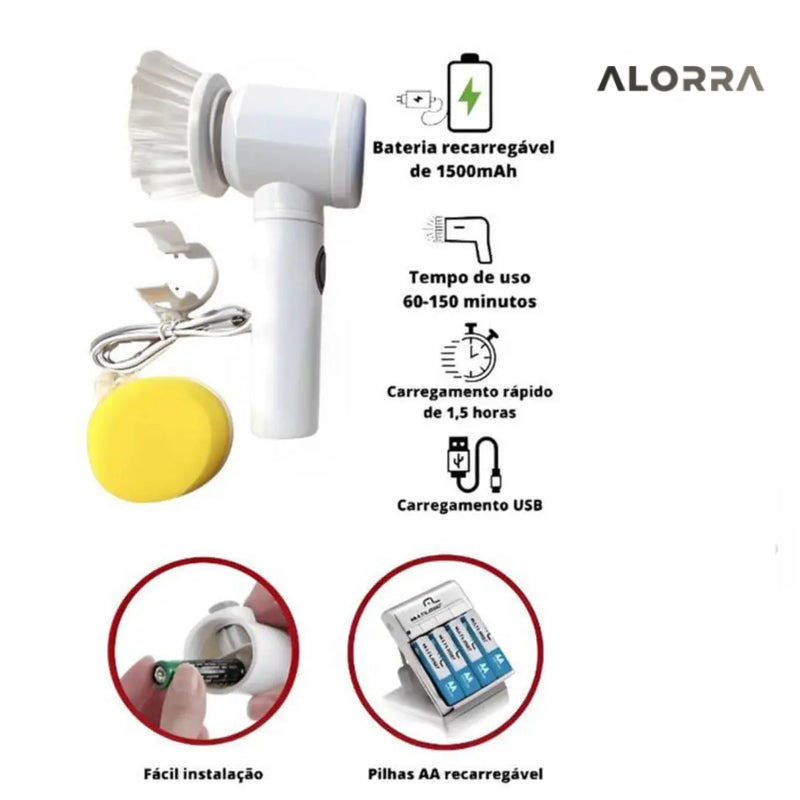 Escova Elétrica Multifuncional Alorra - Limpeza Rápida