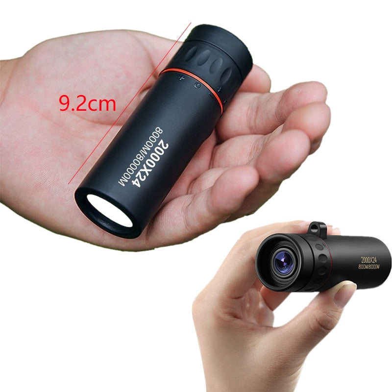 Mini Telescópio Monocular Zoom HD 2000x24 Visão Noturna com Suporte para Celular