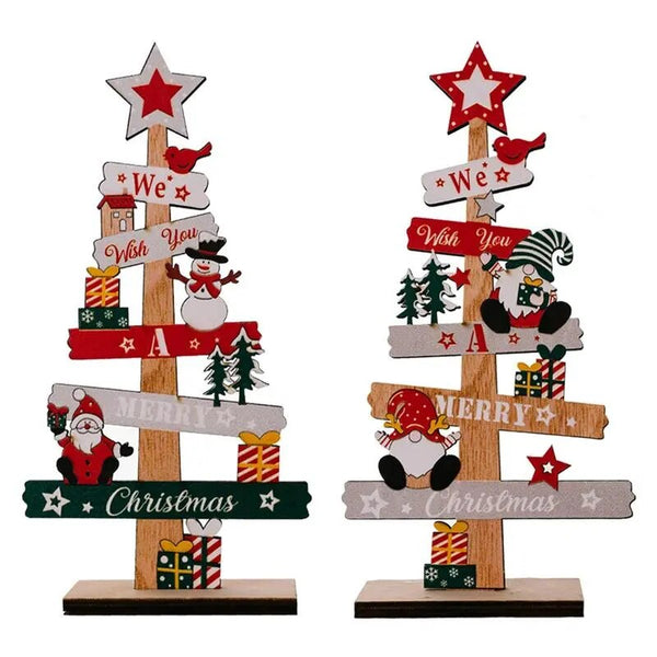 Árvore de Natal de Mesa Placas Decoração em Madeira