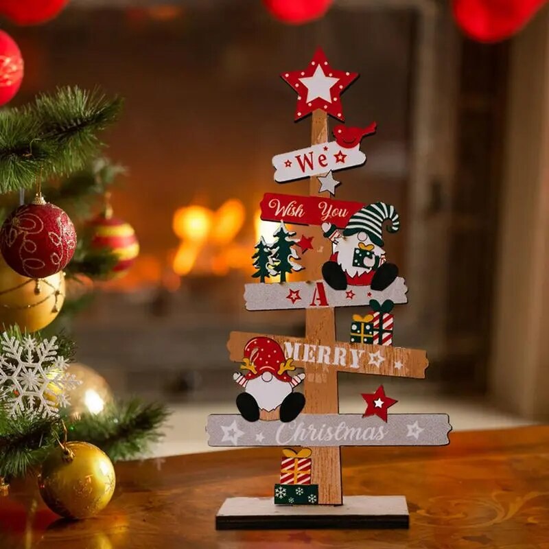 Árvore de Natal de Mesa Placas Decoração em Madeira