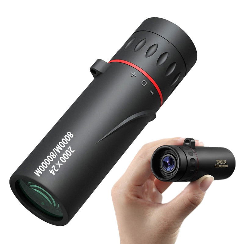 Mini Telescópio Monocular Zoom HD 2000x24 Visão Noturna com Suporte para Celular