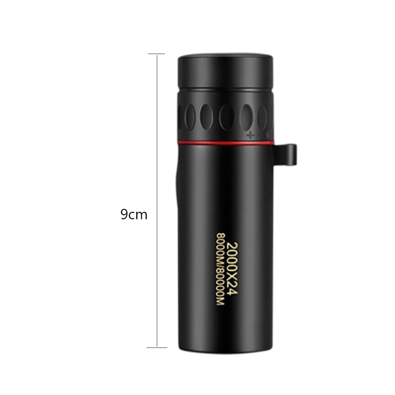 Mini Telescópio Monocular Zoom HD 2000x24 Visão Noturna com Suporte para Celular