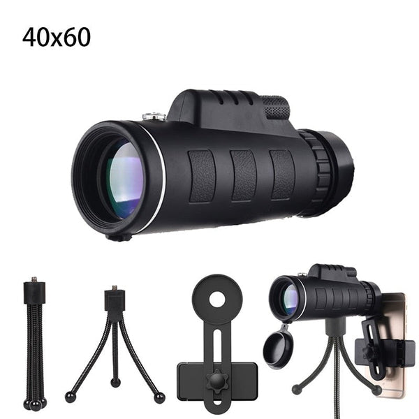 Telescópio Monocular Longo Alcance Zoom 60x40 Com Tripé e Suporte Para Celular