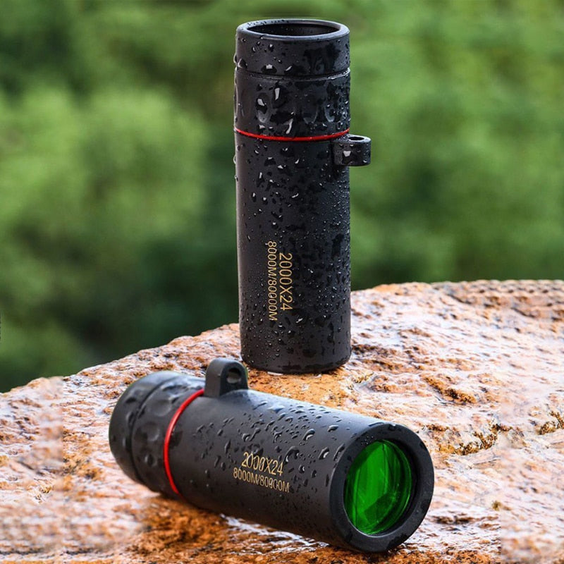 Mini Telescópio Monocular Zoom HD 2000x24 Visão Noturna com Suporte para Celular