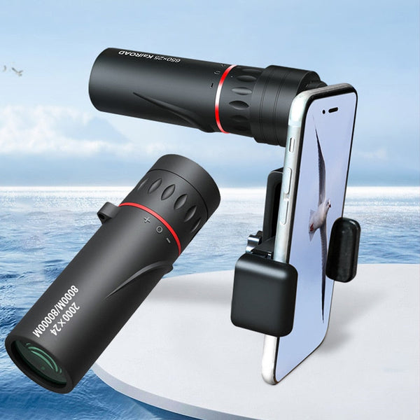 Mini Telescópio Monocular Zoom HD 2000x24 Visão Noturna com Suporte para Celular