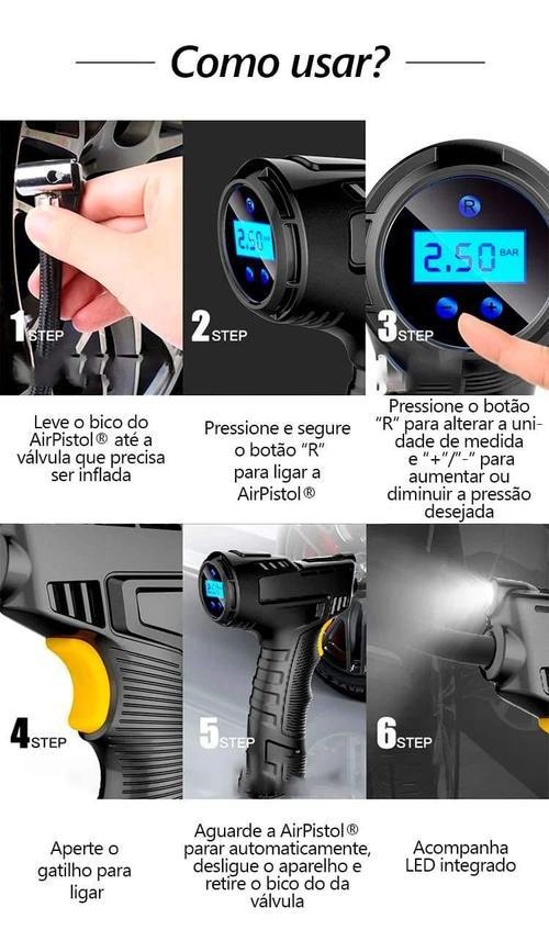 Calibrador de Pneus Digital + 3 Bicos Diferentes